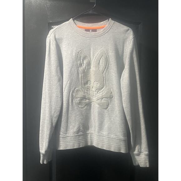 Psycho Bunny Men's Gray Solid Embroidered Logo Pullover Sweatshirt Small - Picture 1 of 6